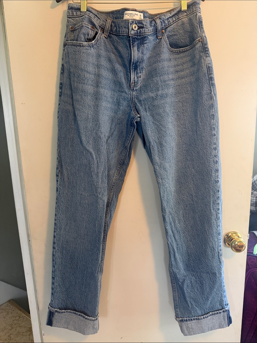Abercrombie & Fitch Women’s Medium Blue 90’s Straight Jeans Sz 32 Long EUC